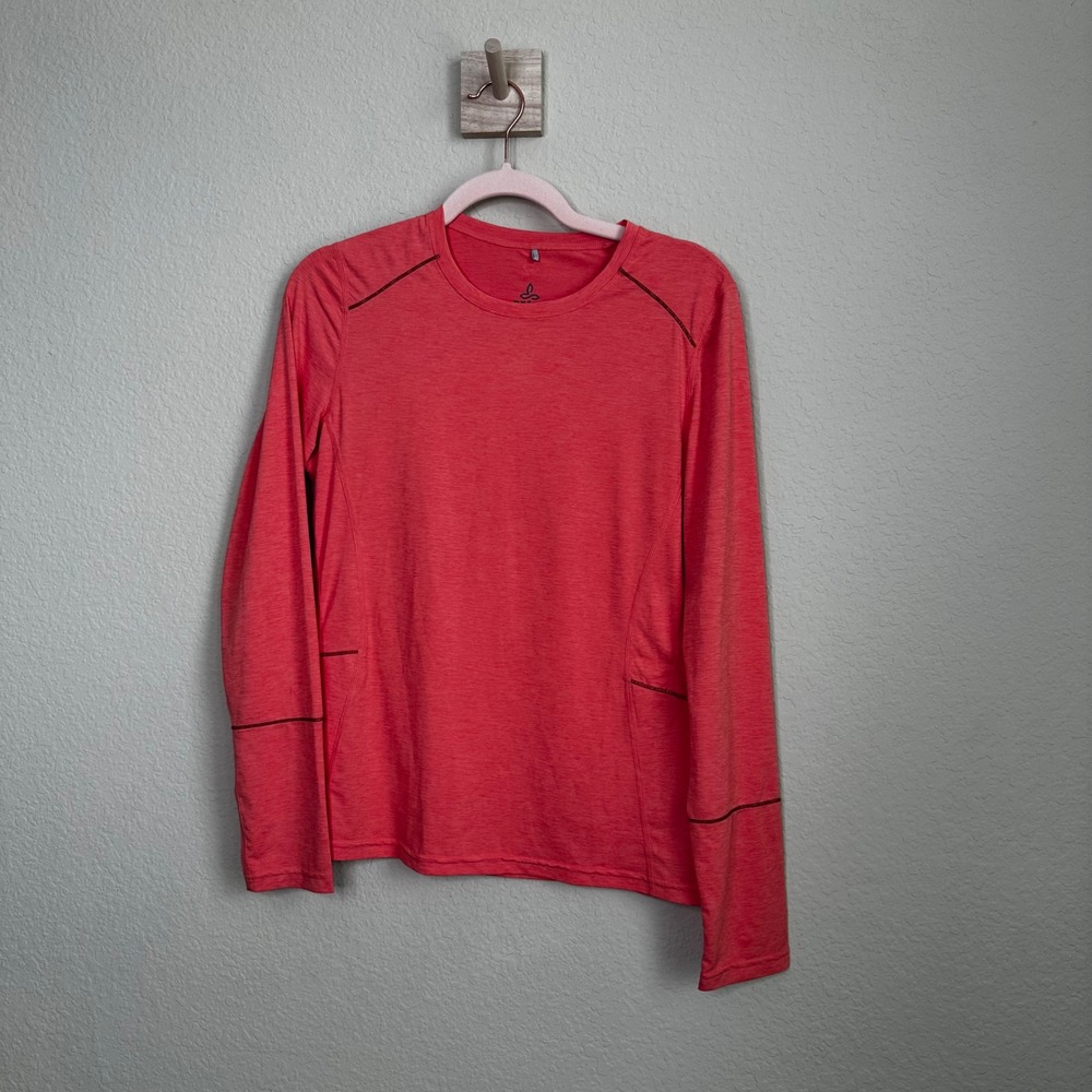 Prana Eileen Sun Long Sleeve Sun Shirt Womens Active Top Coral Zip Pocket Size M